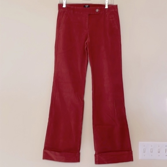 J. Crew Red Corduroy flare leg trousers size 2 - Picture 5 of 12